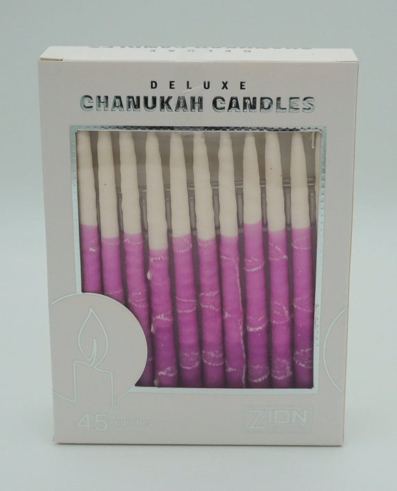 Deluxe Hanukkah Candles White/Pink