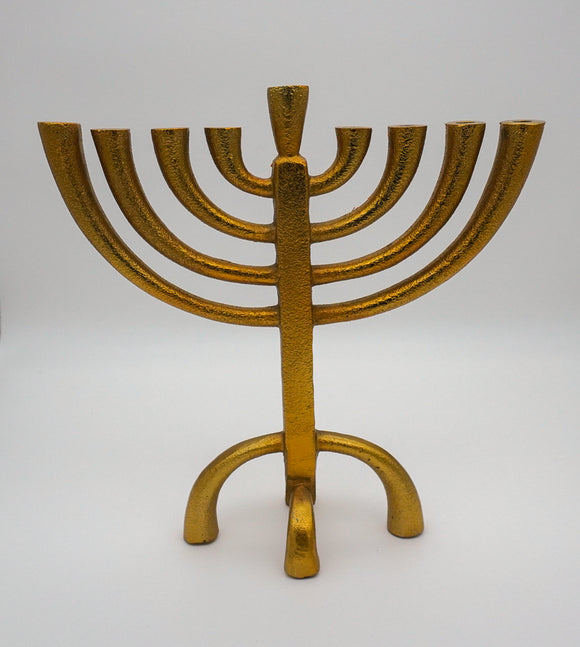 Gold Menorah with Rough Finish