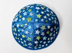 Blue Kippah with Stars by Emanuel
